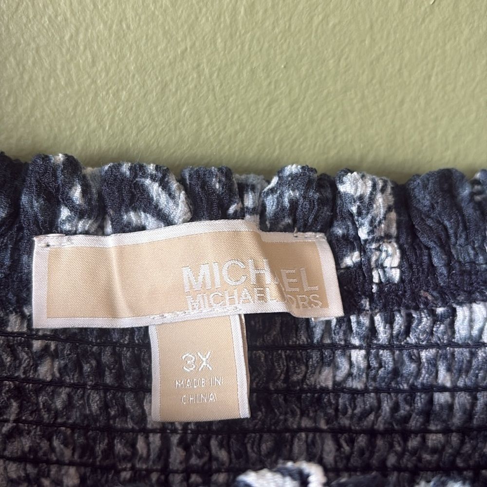 Michael Kors Tie Dye Palm Leaves Tropical Printed Smocked Maxi Dress Plus 3X - Picture 5 of 8